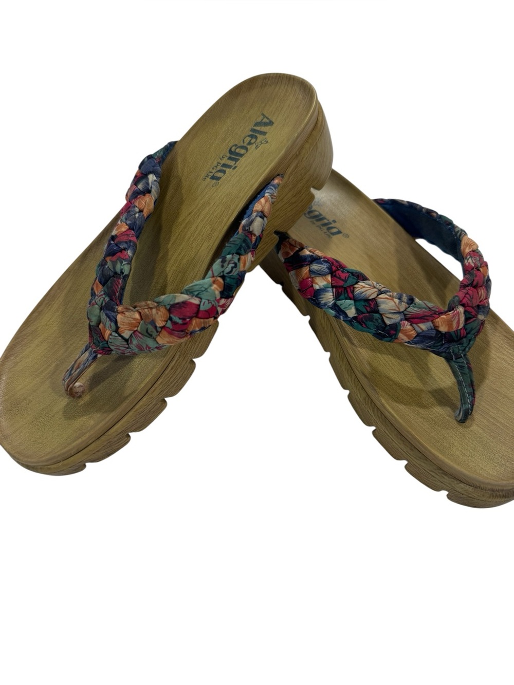 Alegria Braided Floral Platform Sandals Boho  Size 38